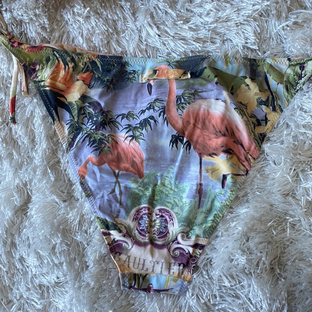 Jean Paul Gaultier Soleil Tropical String Bikini with Flamingos, Flowers & Water - Picture 2 of 6